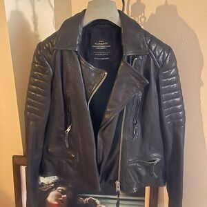 All Saints Black Quilted Leather Jacket